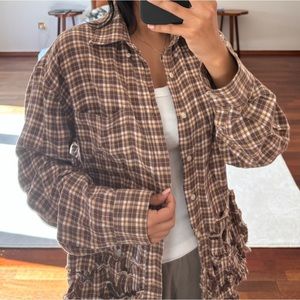 Distressed brown checkered flannel / over shirt from LF